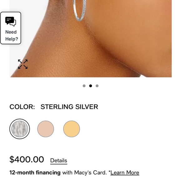 14k Gold Plated Sterling silver hoops - Picture 4 of 4